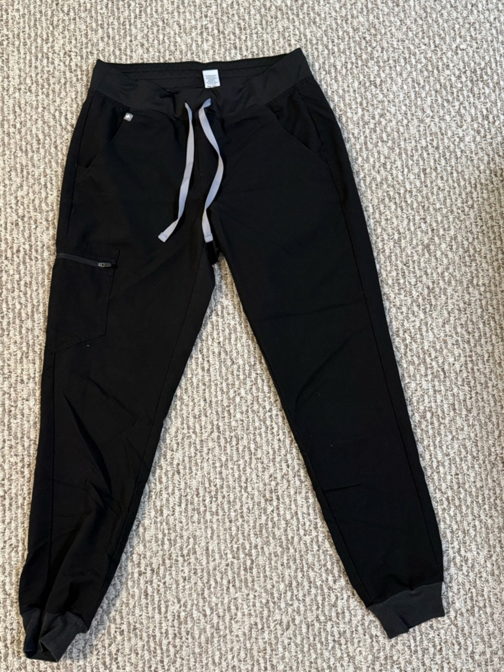 Figs Black Joggers with Gray Drawstring